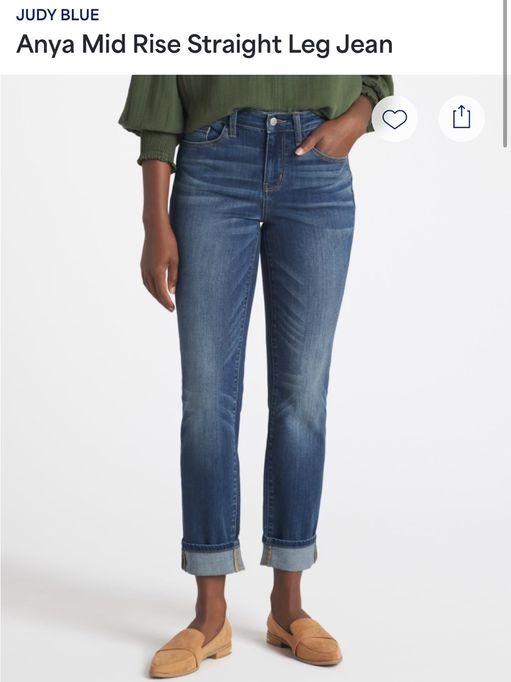 Judy Blue Mid Rise Straight Leg Jeans - Classic Blue Wash